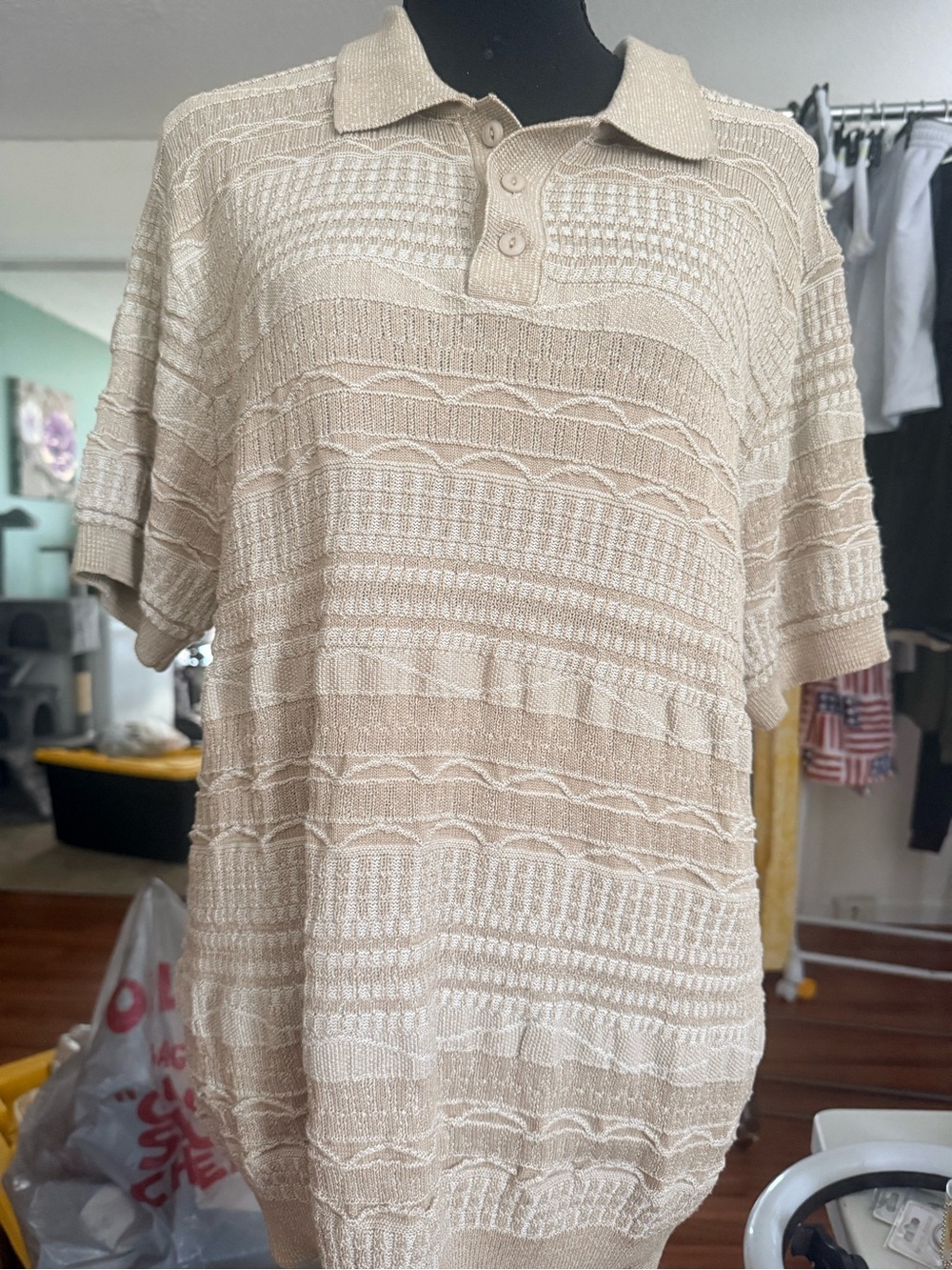 X Ray Jeans for Men Knit collar - Short Sleeve Shirt color Sand